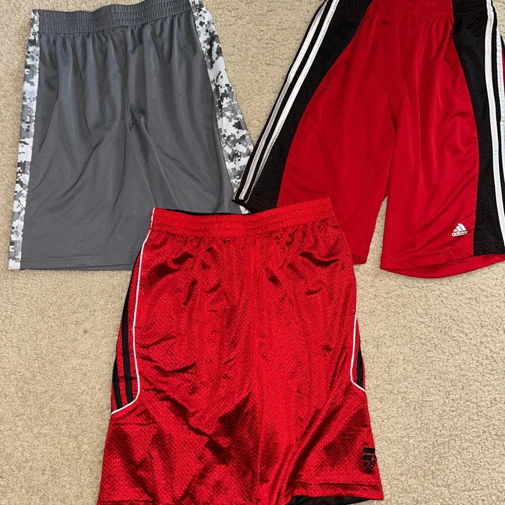 Adidas Kids Red and Gray Shorts Set